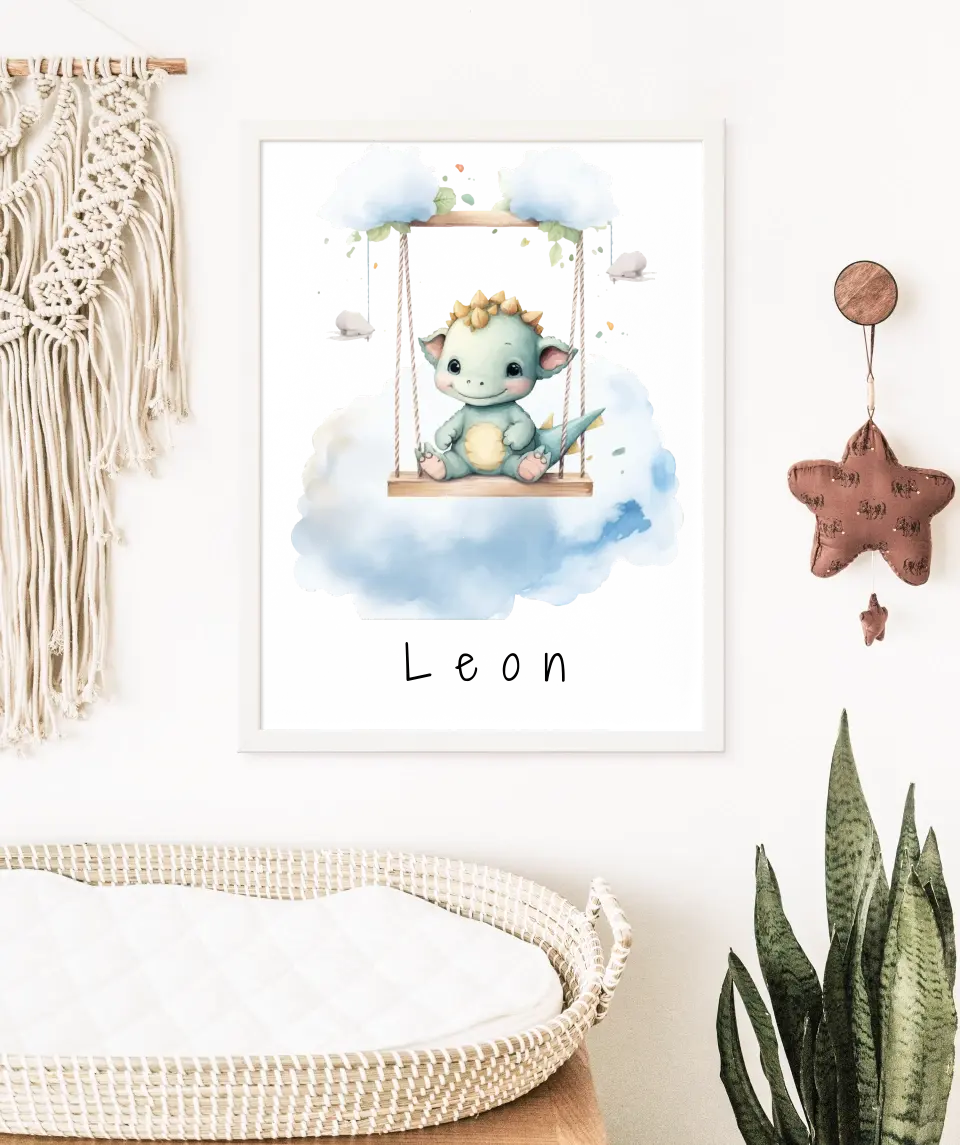 Poster - "Wolkenfreunde-Blauer Dino