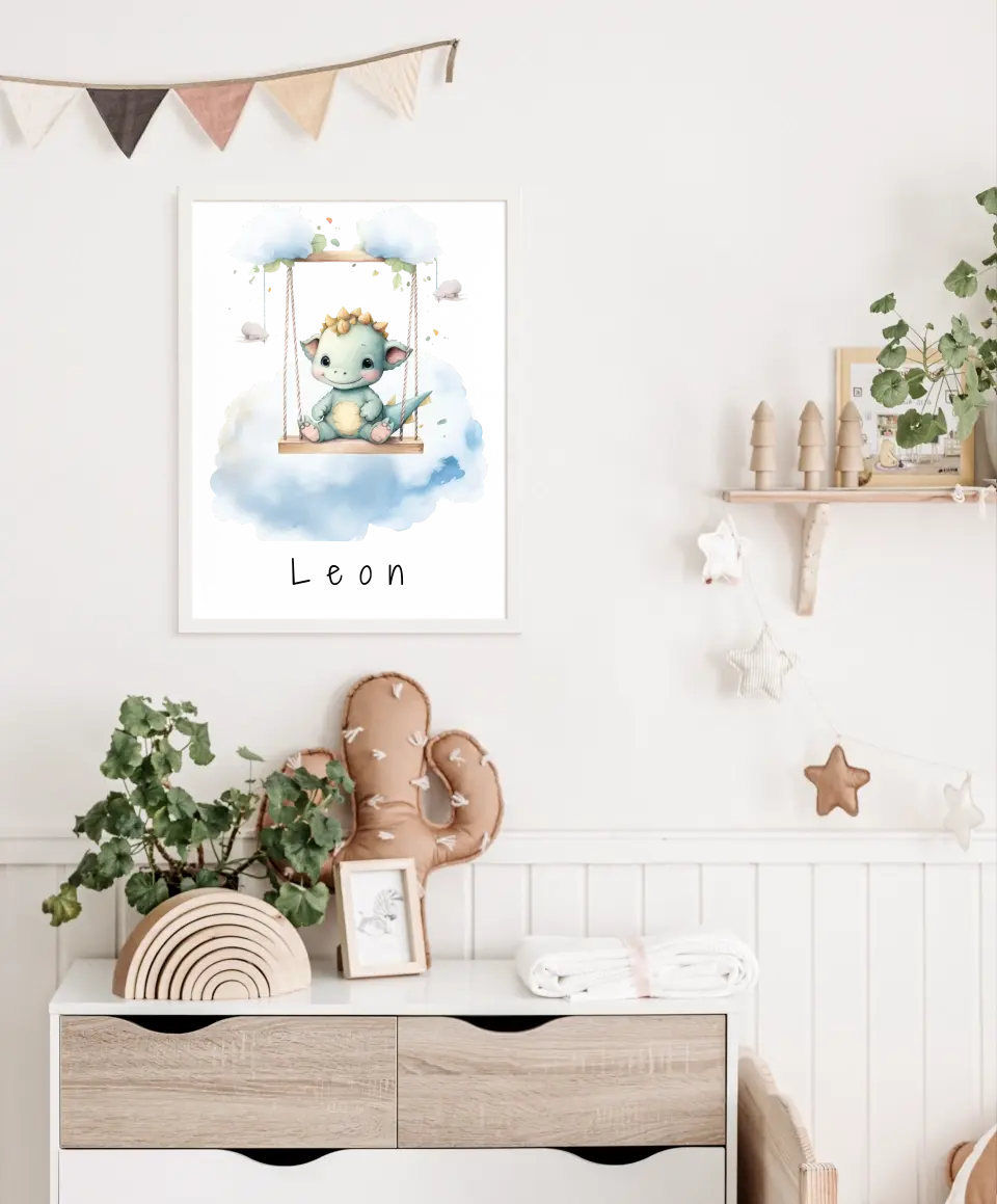 Poster - "Wolkenfreunde-Blauer Dino