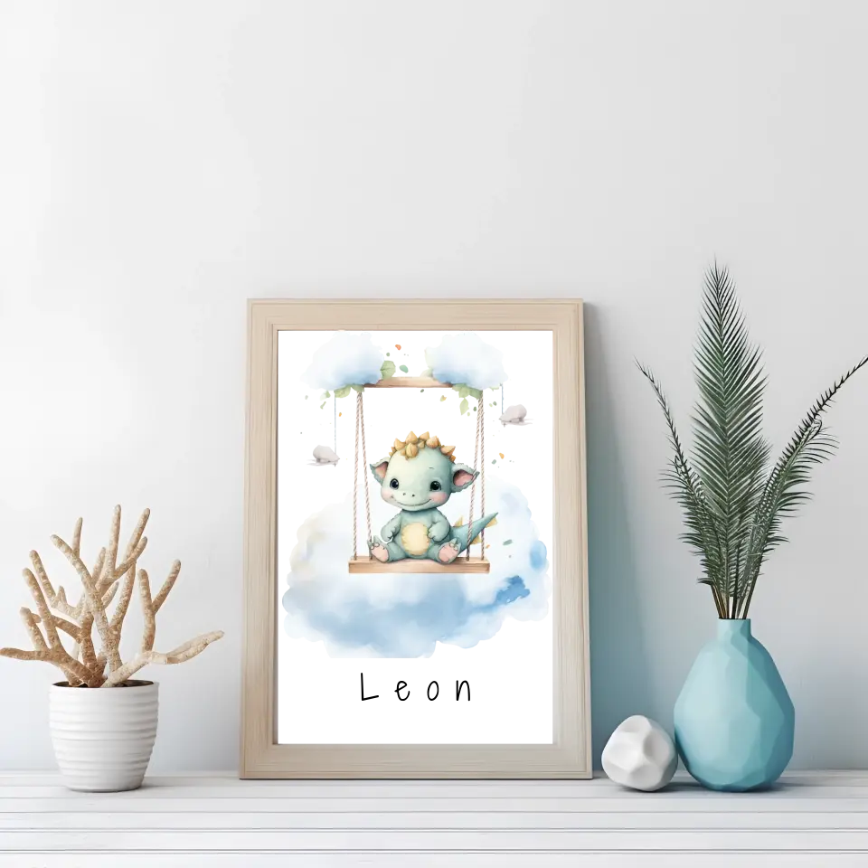 Poster - "Wolkenfreunde-Blauer Dino