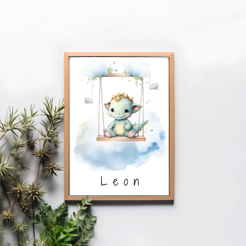 Poster - "Wolkenfreunde-Blauer Dino