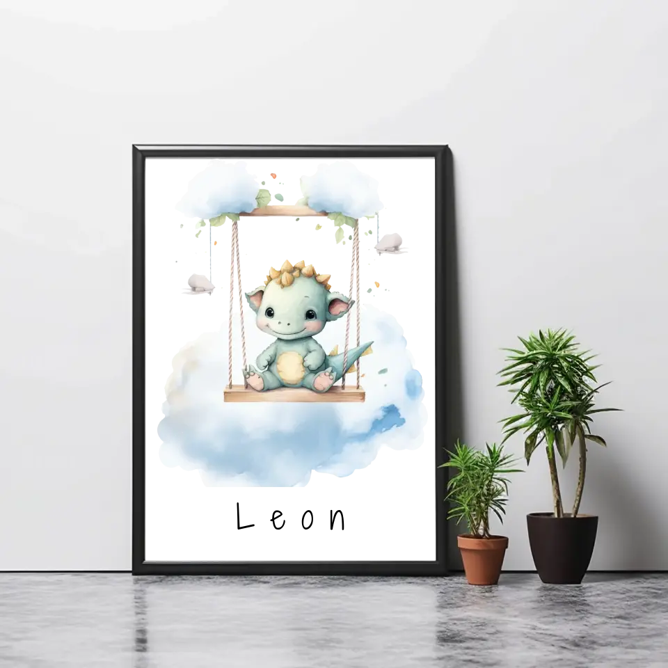 Poster - "Wolkenfreunde-Blauer Dino