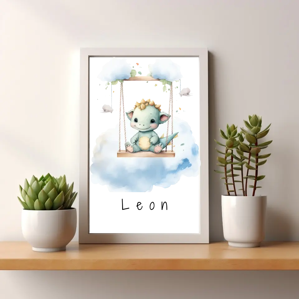 Poster - "Wolkenfreunde-Blauer Dino