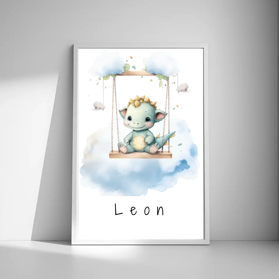 Poster - "Wolkenfreunde-Blauer Dino