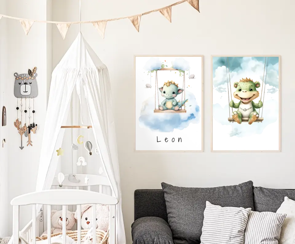 Poster - "Wolkenfreunde-Blauer Dino