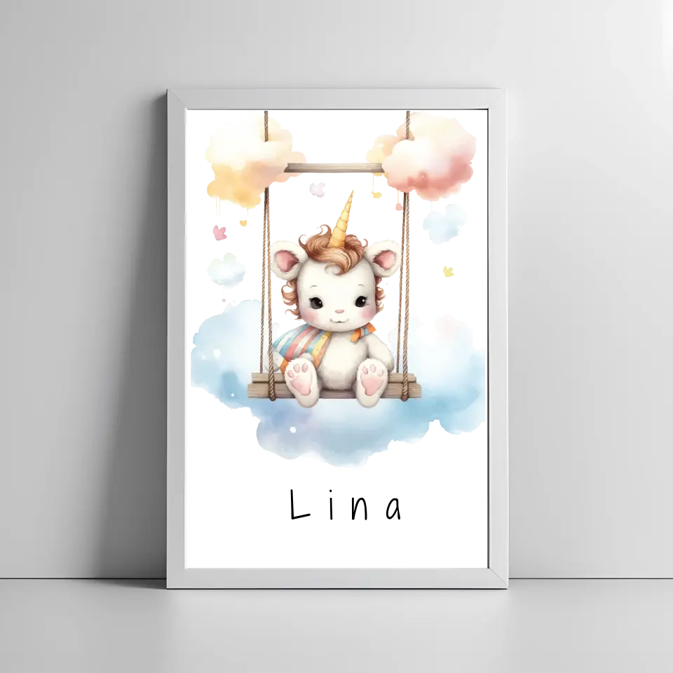 Poster - "Wolkenfreunde-Einhorn"
