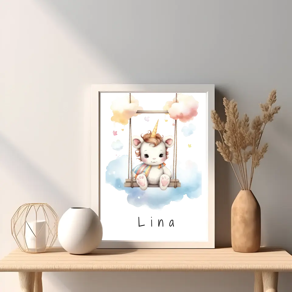Poster - "Wolkenfreunde-Einhorn"
