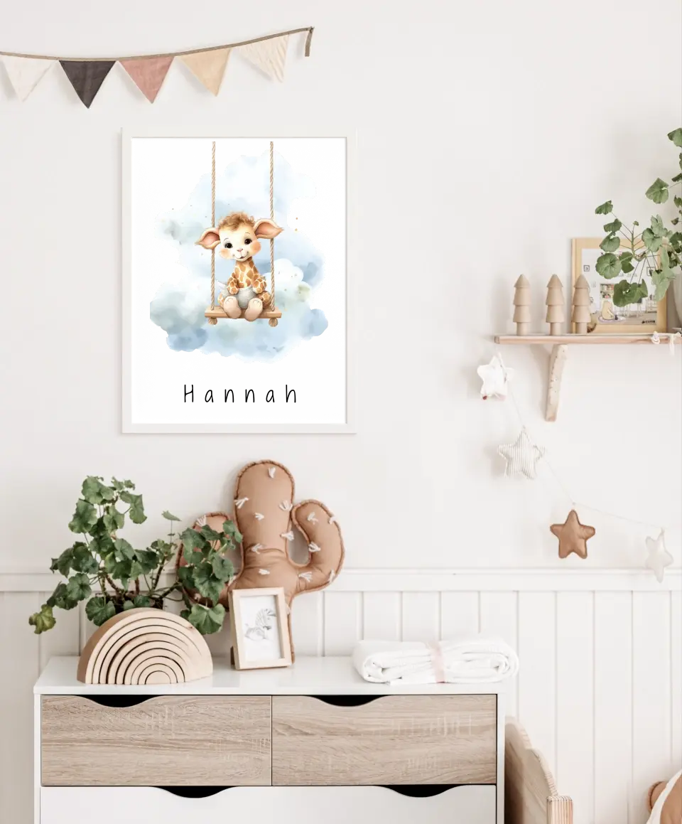 Poster - "Wolkenfreunde-Giraffe"
