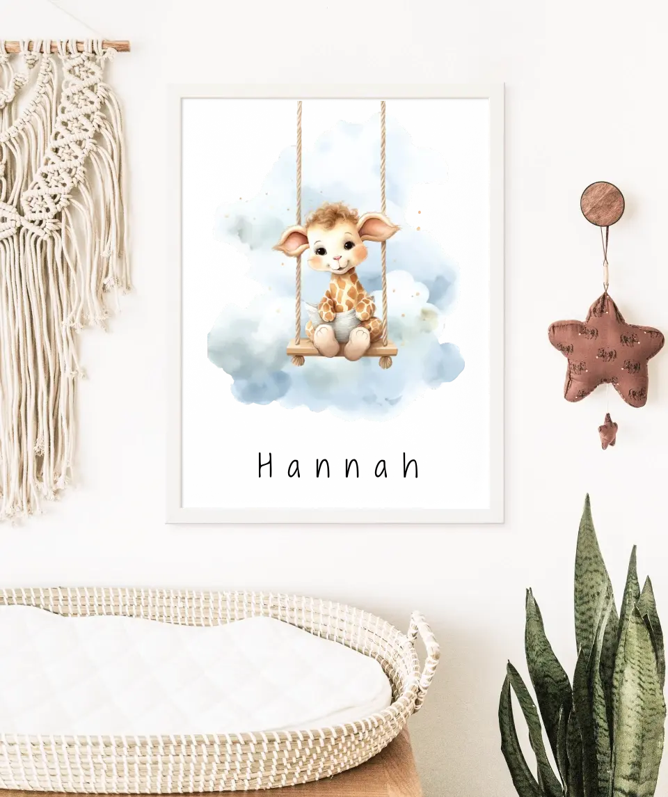 Poster - "Wolkenfreunde-Giraffe"