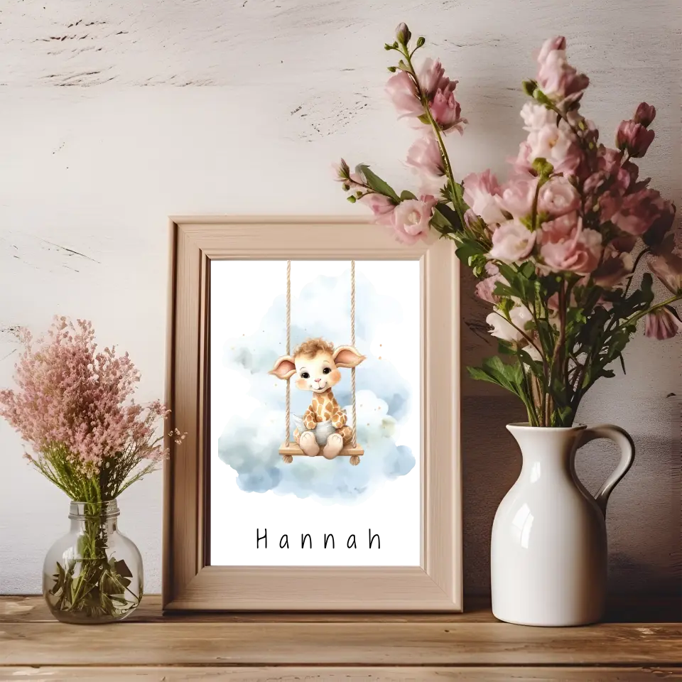 Poster - "Wolkenfreunde-Giraffe"