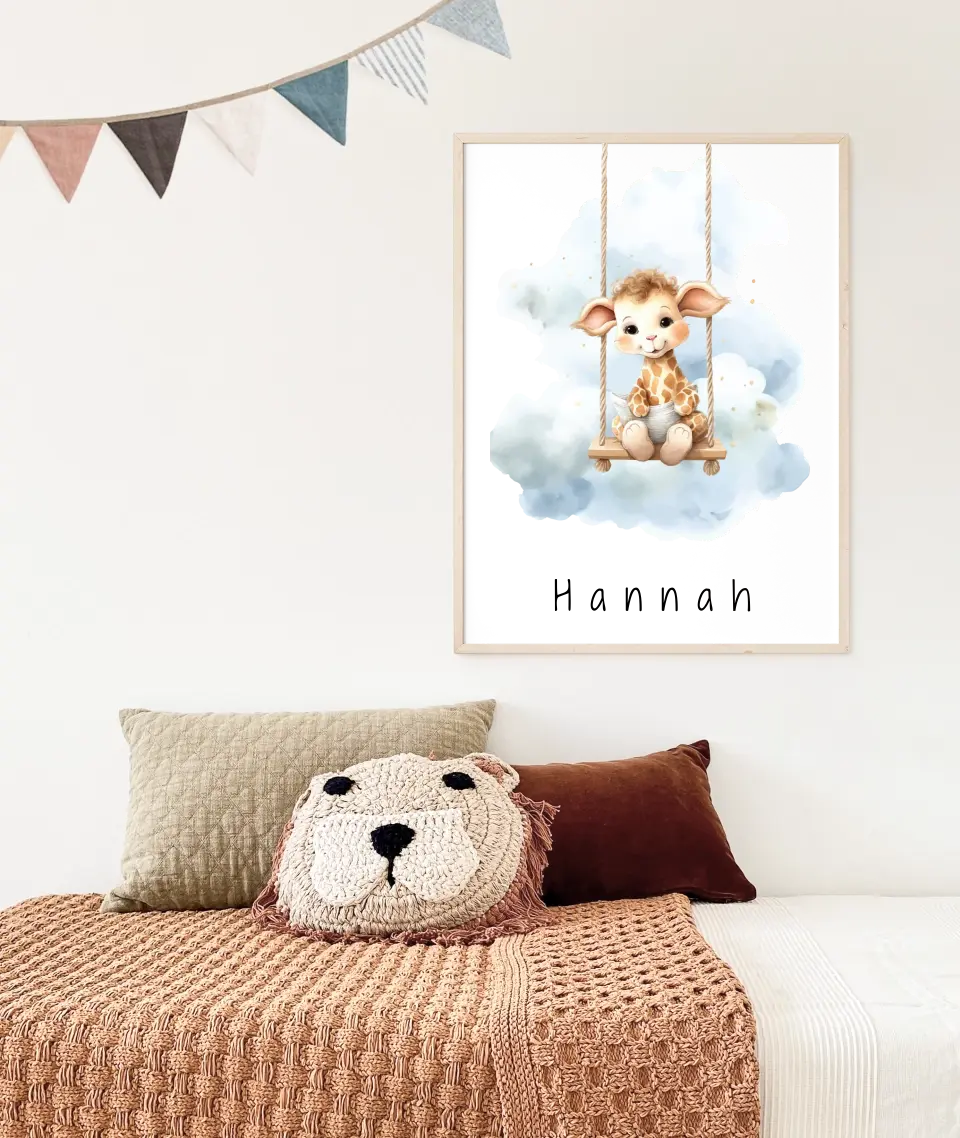Poster - "Wolkenfreunde-Giraffe"