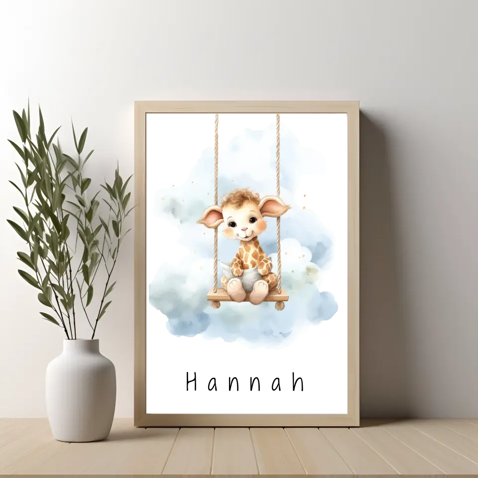 Poster - "Wolkenfreunde-Giraffe"