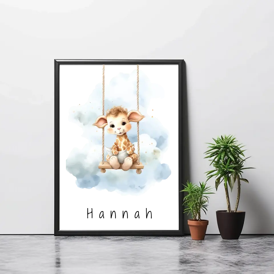 Poster - "Wolkenfreunde-Giraffe"