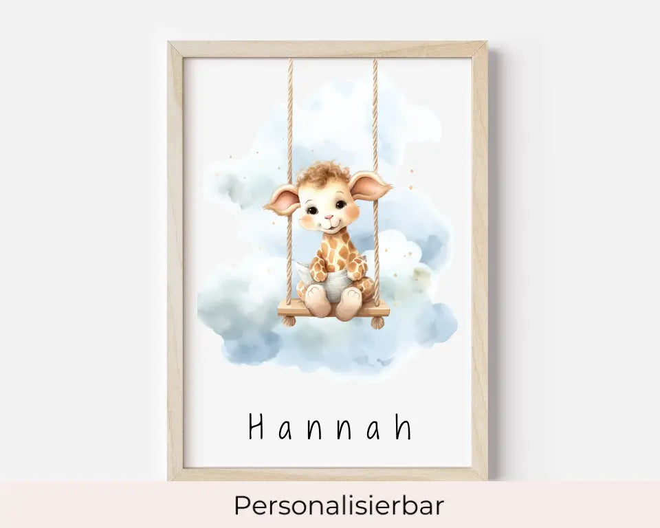 Poster - "Wolkenfreunde-Giraffe"