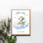 Poster - "Wolkenfreunde-Blauer Dino