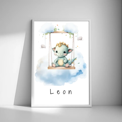 Poster - "Wolkenfreunde-Blauer Dino