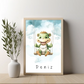 Poster - "Wolkenfreunde-Grüner Dino"