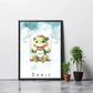 Poster - "Wolkenfreunde-Grüner Dino"