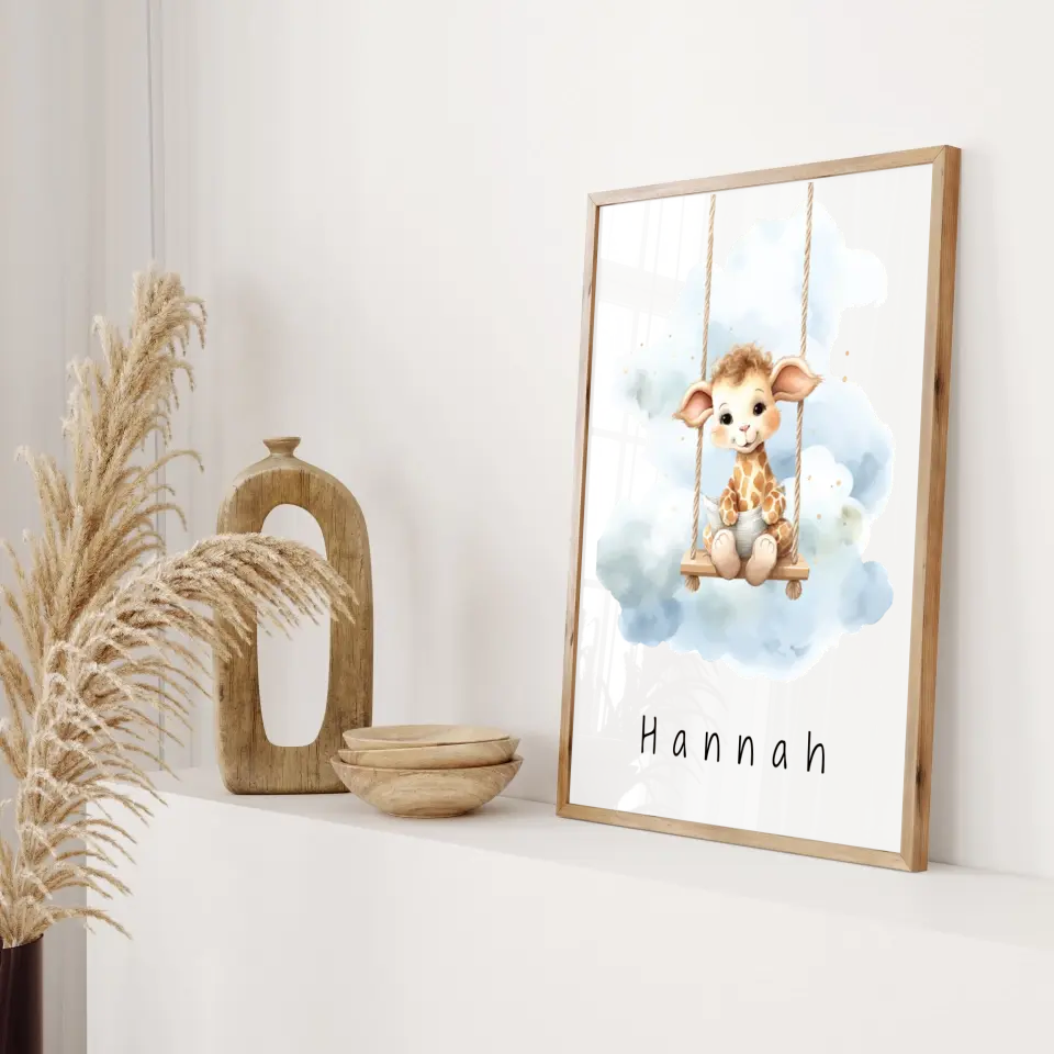 Poster - "Wolkenfreunde-Giraffe"