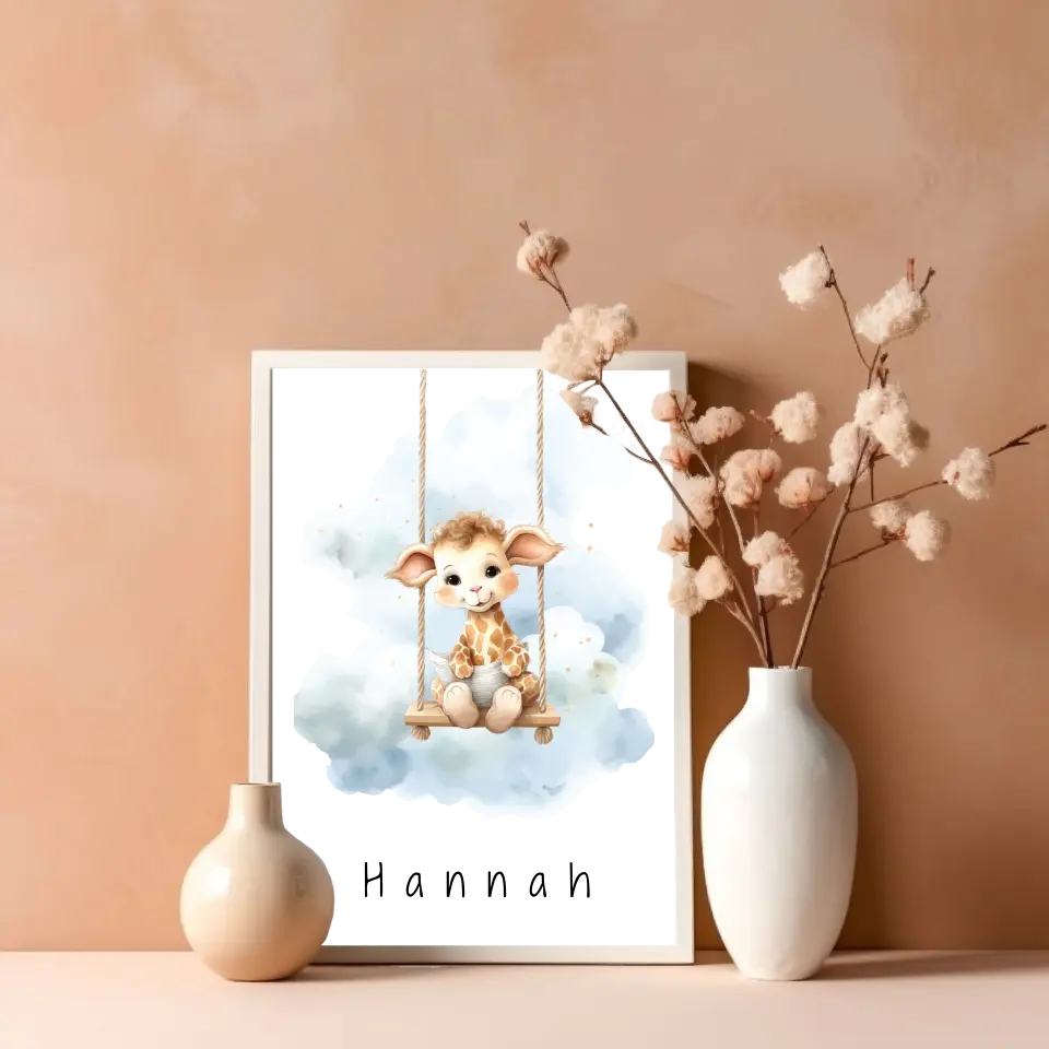 Poster - "Wolkenfreunde-Giraffe"