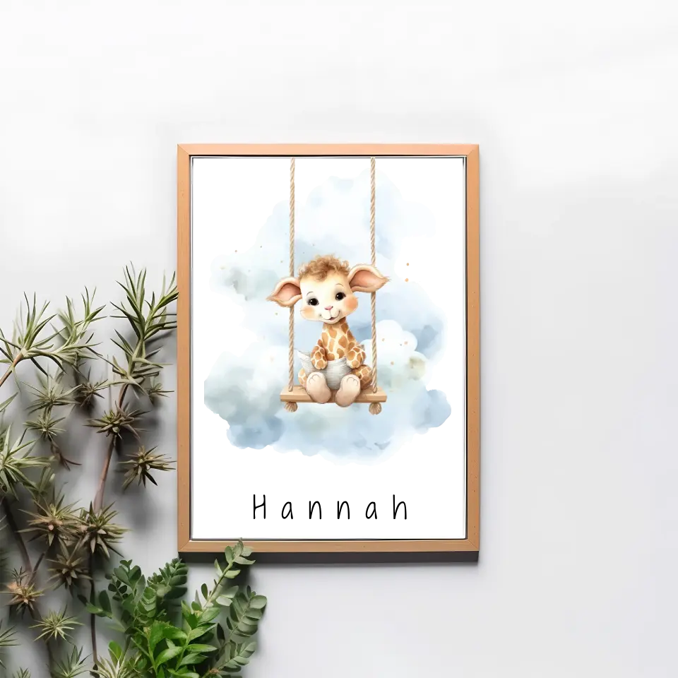 Poster - "Wolkenfreunde-Giraffe"