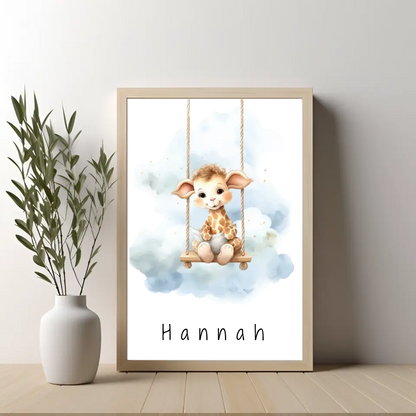 Poster - "Wolkenfreunde-Giraffe"