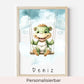 Poster - "Wolkenfreunde-Grüner Dino"